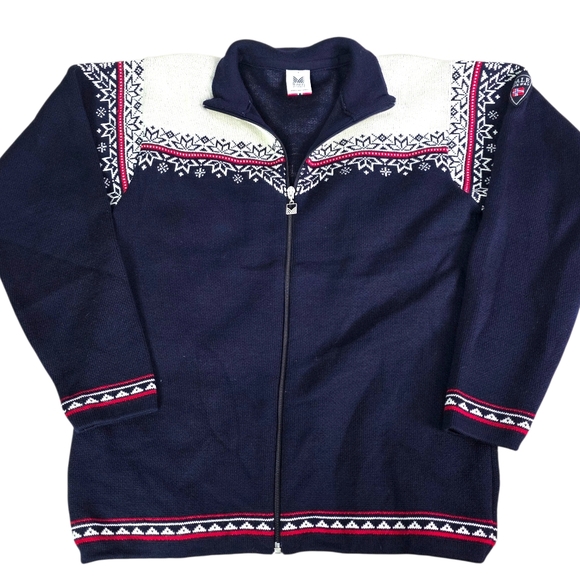Dale of Norway Other - Dale Of Norway Vintage Navy and White High Quality Merino Wool Zip-Up Sweater S